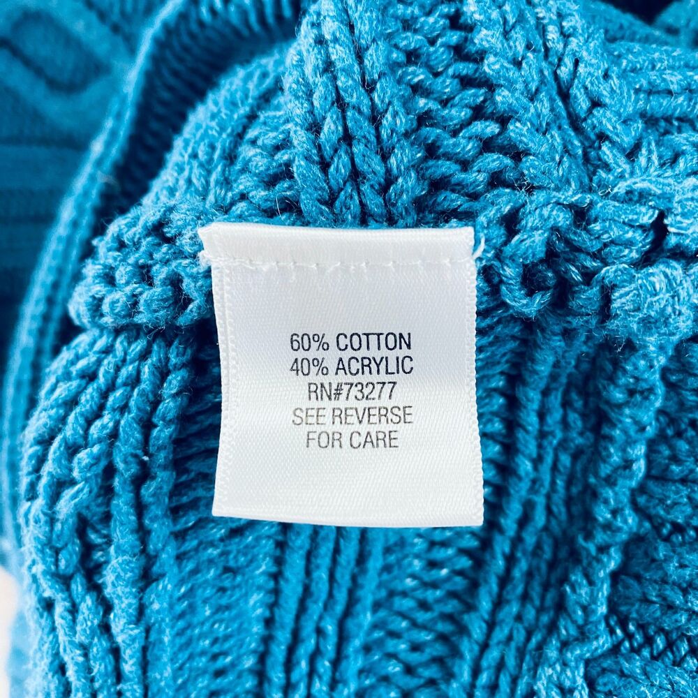 Sonoma Women's Sweater Cable Knit Short Sleeve Cowl Neck Blue Medium - Picture 8 of 11